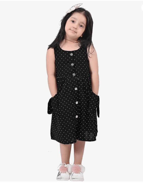 Girls Embroidery Cotton Long Sleeve Flower Dresses LH5460 for 1-8 Years (Black)