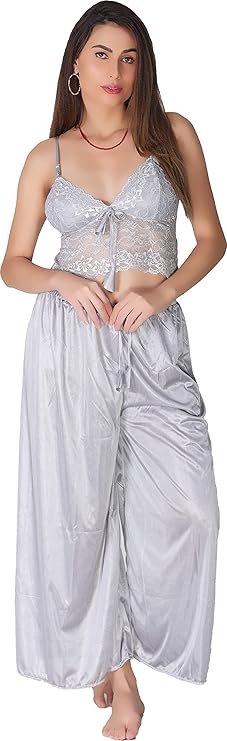 Women's Satin Kimono Robes Bridesmaid Wedding Robes Silky Bathrobes Summer Loungewear Nightsuit Nighty Honeymoon Special（Grey）
