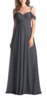 Women's A-Line Pleated Cold-Shoulder Chiffon Long Bridesmaid Dress