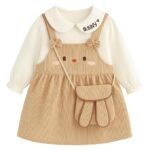 Baby Girl Long Sleeve Princess Dress – Soft Cotton Round Neck Flower Dress for Toddler Girls, Birthday, Party & Casual Wear (Beach Ad41)