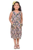 Girls Embroidery Cotton Long Sleeve Flower Dresses LH5460 for 1-8 Years (Multicolour Yellow)