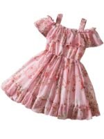 Girl's Floral Printed Frock Dress for Girls Short Frock Baby Princess Western Dresses| Stylish Fancy Kids Clothing for Festival, Fashion (Pink)