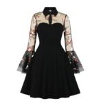 Women's Vintage Polka Dot 1950s Audrey Retro Rockabilly Prom Dress 50's 60's A-Line Cocktail Party Swing Dress, X-Large