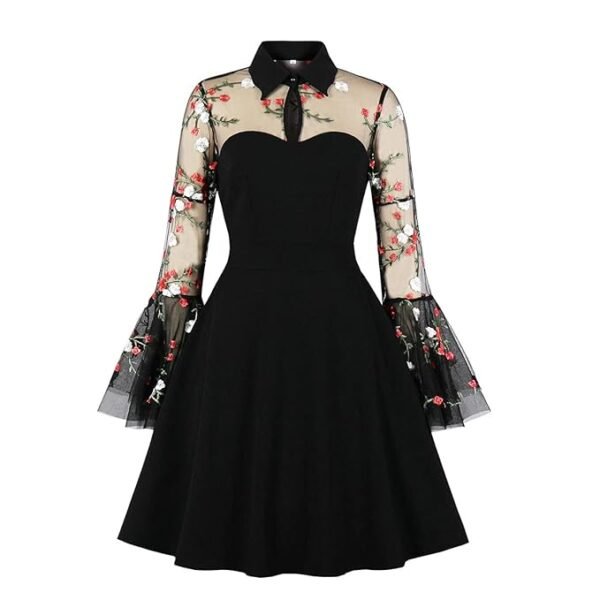 Women's Vintage Polka Dot 1950s Audrey Retro Rockabilly Prom Dress 50's 60's A-Line Cocktail Party Swing Dress, X-Large