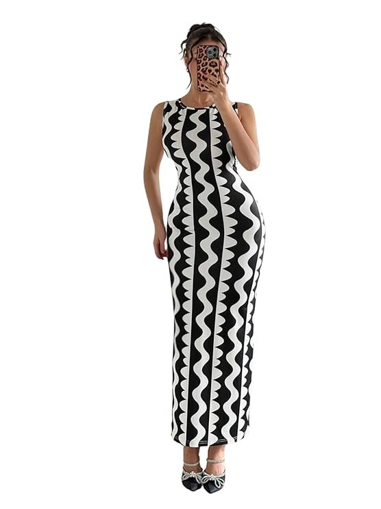 Formal Evening Dresses for Women Elegant Evening Party Prom Dress Long Sexy Round Neck Sleeveless Split Wrap