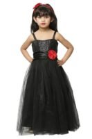 Baby Girls Net Fit & Flare Floor-Length Gown Sequin Prom Kids Dress (Black)