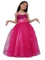 Baby Girls Net Fit & Flare Floor-Length Gown Sequin Prom Kids Dress (Pink)