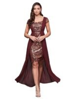 Women's Embellished Fit & Flare Maxi Dress (Wine)