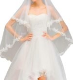 Christian Bridal Veil with Lace Wedding Accessory White with comb