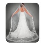 Women's Applique Bride Wedding Veil Long Chapel Length 1 Tier Bridal Veil Soft Tulle Hair Accessories
