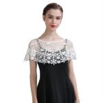 Lace Poncho Cape for Women Floral Pattern Shrugs for Women Stylish Evening Dress Capelets Hollow Out Cover Up Wraps Knitted Shrug for Woman Off-Shoulder, Beachwear, Strapless Dress
