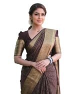 Women's Maroon Banarasi Kanchipuram Art Silk Saree for Women – Traditional Wedding & Party Saree with Blouse Piece – Ethnic Indian Silk Saree for Bridal, Festive (Burgundy)