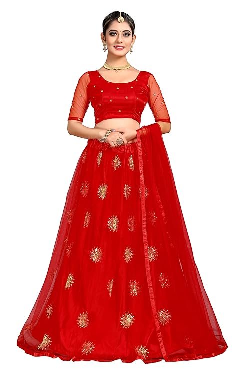 Elegant and Stylish Lehenga Choli for Women – Traditional Indian Wear with Embroidery, Perfect for Weddings and Festivals (Surya-Red)