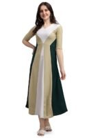 Women's Corduroy Empire Waist Maxi Cocktail Dress (Green)