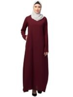 Women's Inner Abaya Dress With Side Pocket Made with Nida Matte Fabric(Maroon)
