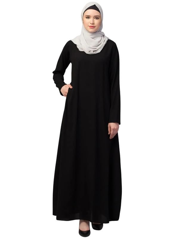 Women's Inner Abaya Dress With Side Pocket Made with Nida Matte Fabric(Black)