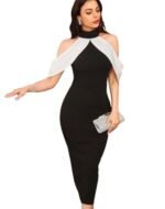 Women Bodycon Black, White Dress