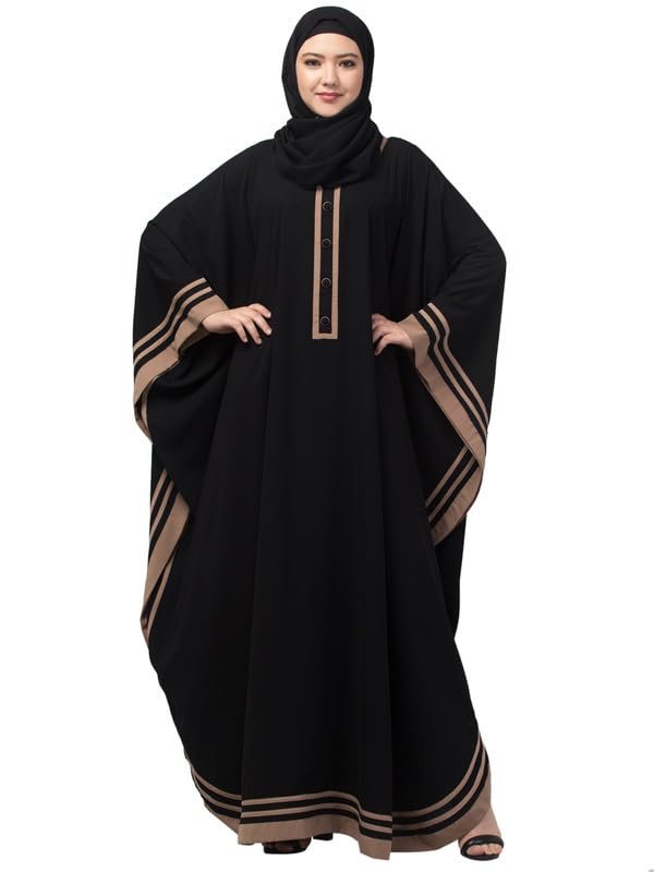 Free Size Elegant Kaftan With Striped Design And Fashionable Buttons - Made with Nida Matte for Women and Girls