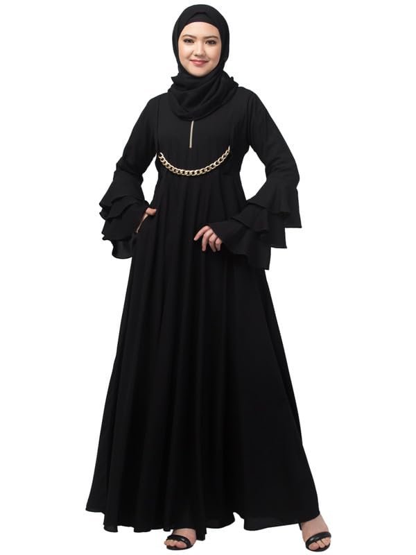 Umbrella Abaya With Attached Belt And Bell Sleeves - Made with Nida Matte