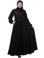 Umbrella Abaya with Lace Work and Fashionable buttons - Made with Nida Matte Fabric for Women and Girls