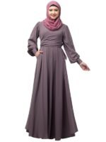 Umbrella Abaya With Asymmetrical Design Tying On Chest And Hidden Zip On Front - Made with Nida Matte Fabric