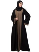 Dual Layer Abaya Dress with attached Shrug Made with Nida Matte Fabric with Side Pockets