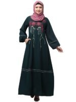 Women A-Line Abaya Dress With Embroidery And Piping Work for Women and Girls