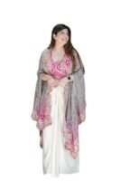Women's And Girls For Style Premium Chinnon Silk Fabric With Cording & Sequin Work Wedding Bollywood Party Girls(Pink)