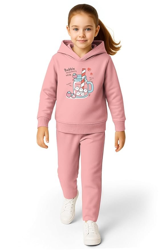 Trendy Co-ords With Hoodie Sweatshirt and Track pants Clothing Set for Girls