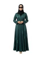 Luxury Embroidered Abaya for Women with Black Hijab | Elegant Full-Length Modest Dress(Green)