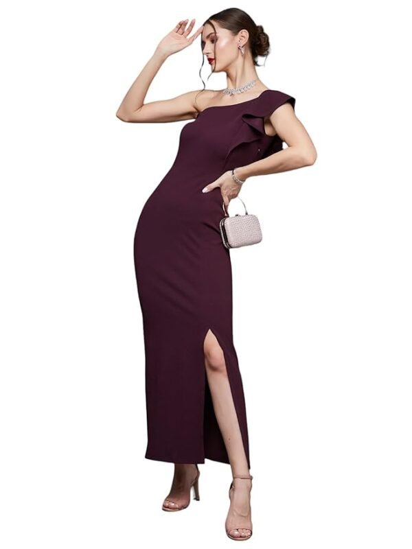 Women's Bodycon Slit Maxi Dress(Purple)