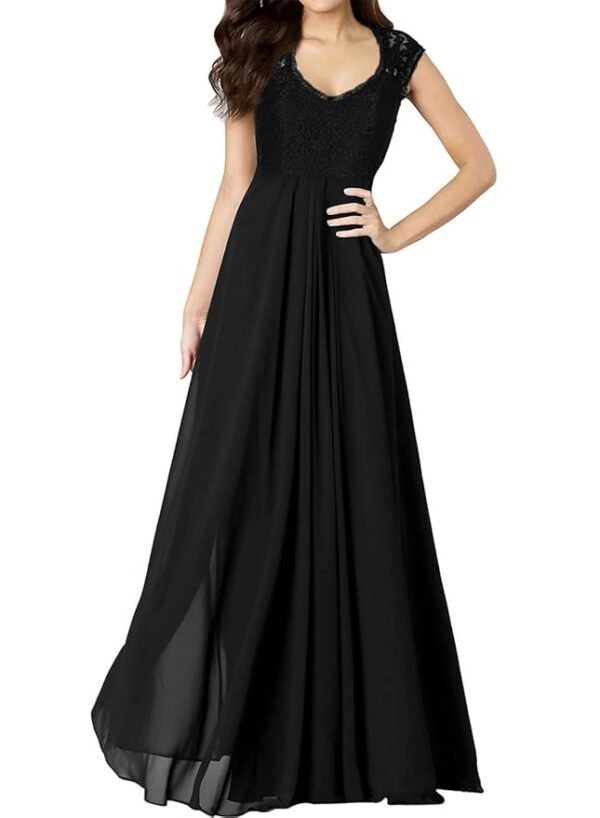 Women's Deep V Neck Vintage Party Wedding Bridesmaid Formal Cocktail Dress Black