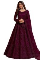 Women's Net Embroidered Semi-Stitched Gown
