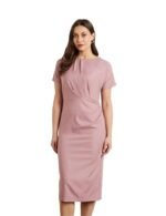 Symbol Premium Women's Fitted Draped Dress(Pink)