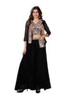 Women's  Black Indo Western lehenga Choli With Shrug