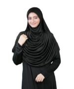 Hijab Stretchable Frilled Hijab Scarf for Muslim Women | Soft Polyester Stylish Hijab for Women (Black)