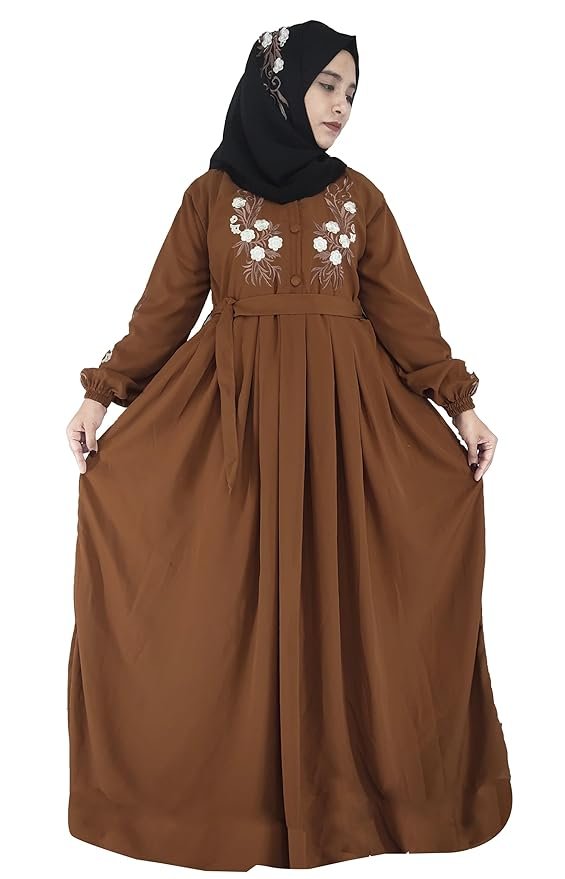 Free Size Muslim Burqa/Abaya & Burkha Dress for Muslim Women And Girl's( Brown)