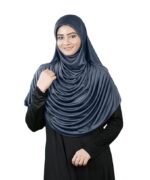 Hijab Stretchable Frilled Hijab Scarf for Muslim Women | Soft Polyester Stylish Hijab for Women (Grey)