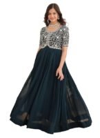 Georgette Embroidered Anarkali Gown for Women(Turquoise)