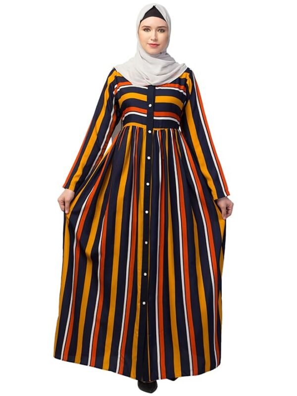Beautiful Front Open Maxi Abaya Dress Abaya Dress with Long Sleeves - Printed Multicolored Burqa for Women and Girls