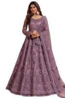 Women's Net Embroidered Semi-Stitched Gown