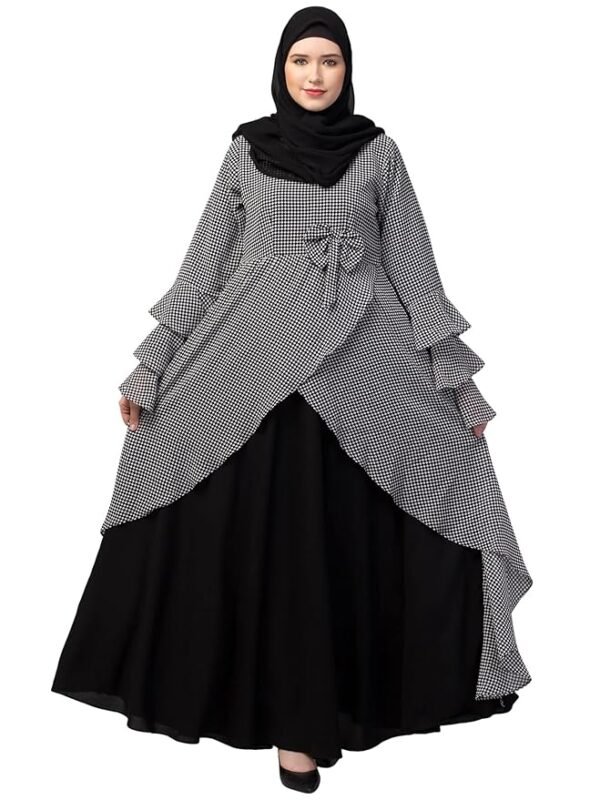 Asymmetrical Long Maxi Abaya Dress Made in Nida & Georgette Fabric for Women and Girls
