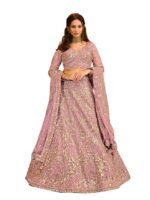 Women's Georgette Embroidery Sequence Work  with Dupatta For Women(Pink)