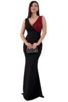 Elegant Evening Gown, V-Neck Sequin Bodice, Floor Length Black Mermaid Dress