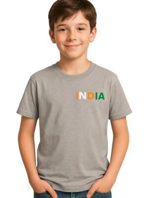Boys Polycotton Half Sleeve Round Neck T-Shirt, Summer Casual Wear, Solid Tee for Kids(Grey)