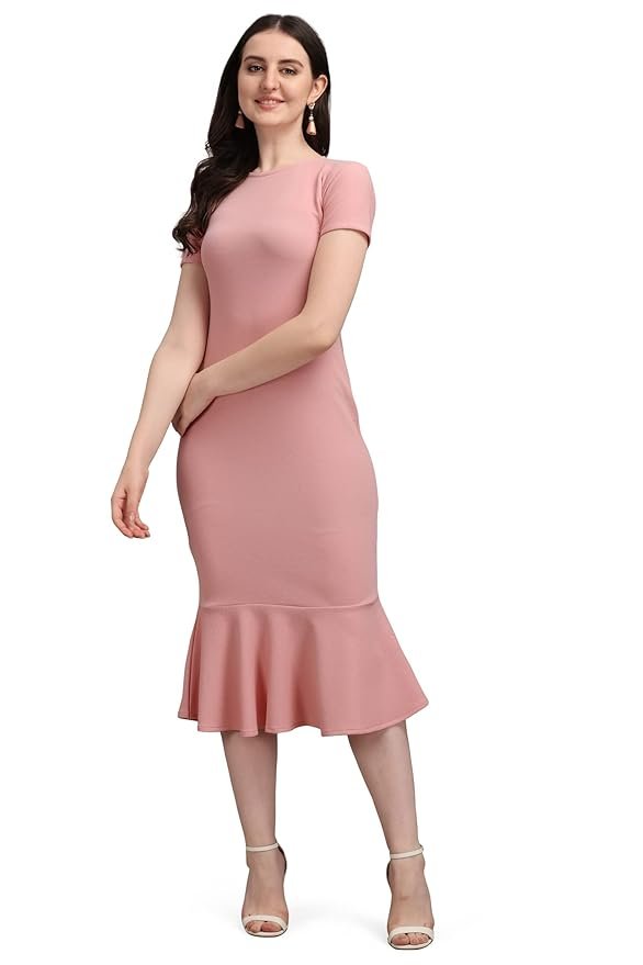 Women’s Bodycon Midi Dress(Peach)