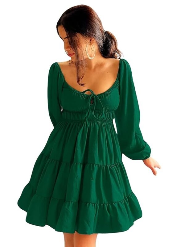 Mini Dress for Women | One Piece Dresses for Womens | Stylish Dress for Woman |Mini Dresses Rayon for Women(Green)