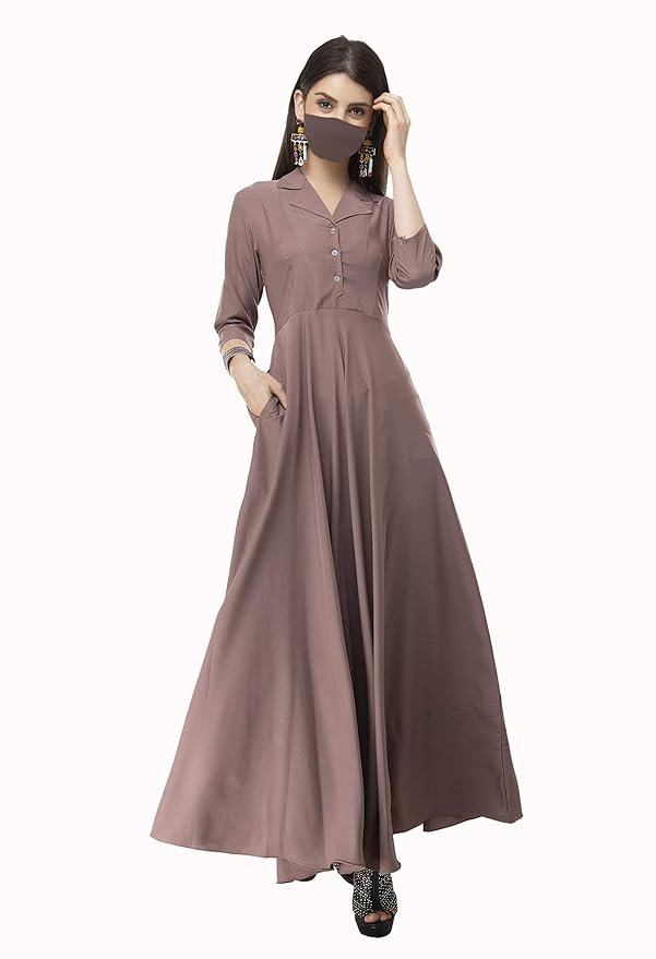 Women's Fit and Flare Maxi Dress(Coral)