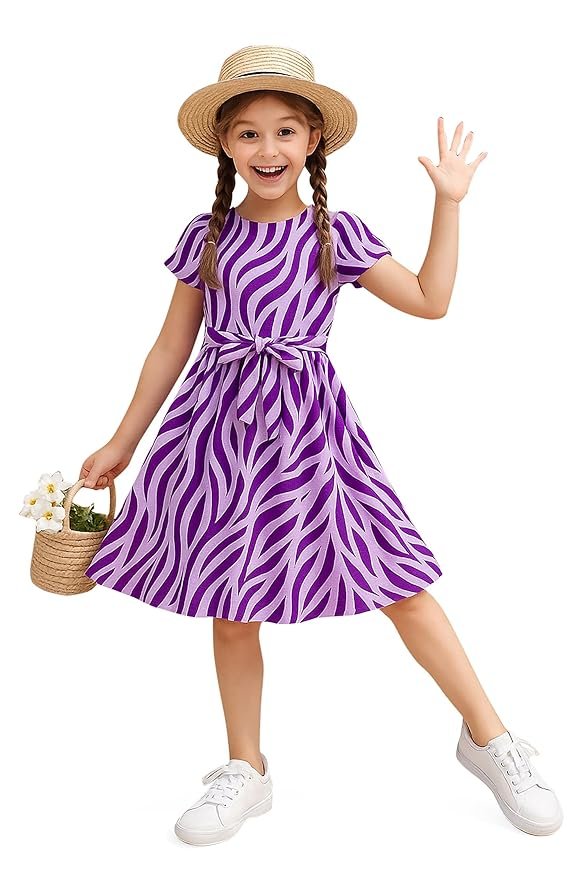 Girls Cotton Blend Fit & Flare Dress| Western Frock for Kids |Casual Wear for Baby Girl