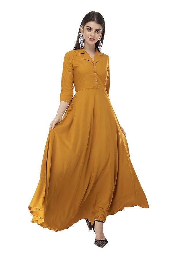Women's Fit and Flare Maxi Dress(Yellow)
